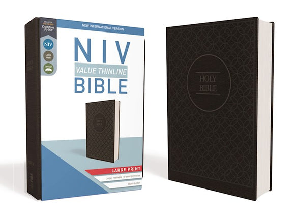 NIV Value Thinline Bible/Large Print (Comfort Print)-Charcoal/Black Leathersoft