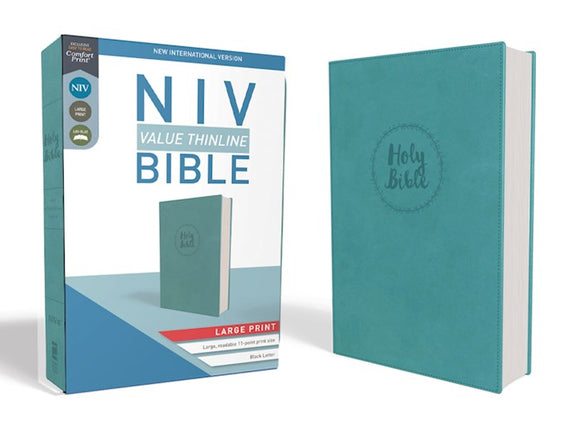 NIV Value Thinline Bible/Large Print (Comfort Print)-Turquoise Leathersoft